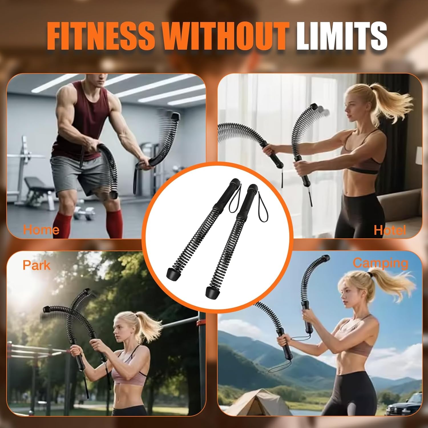 Cordless Battle Rope 2-Piece Set Heavy-Duty Portable Training