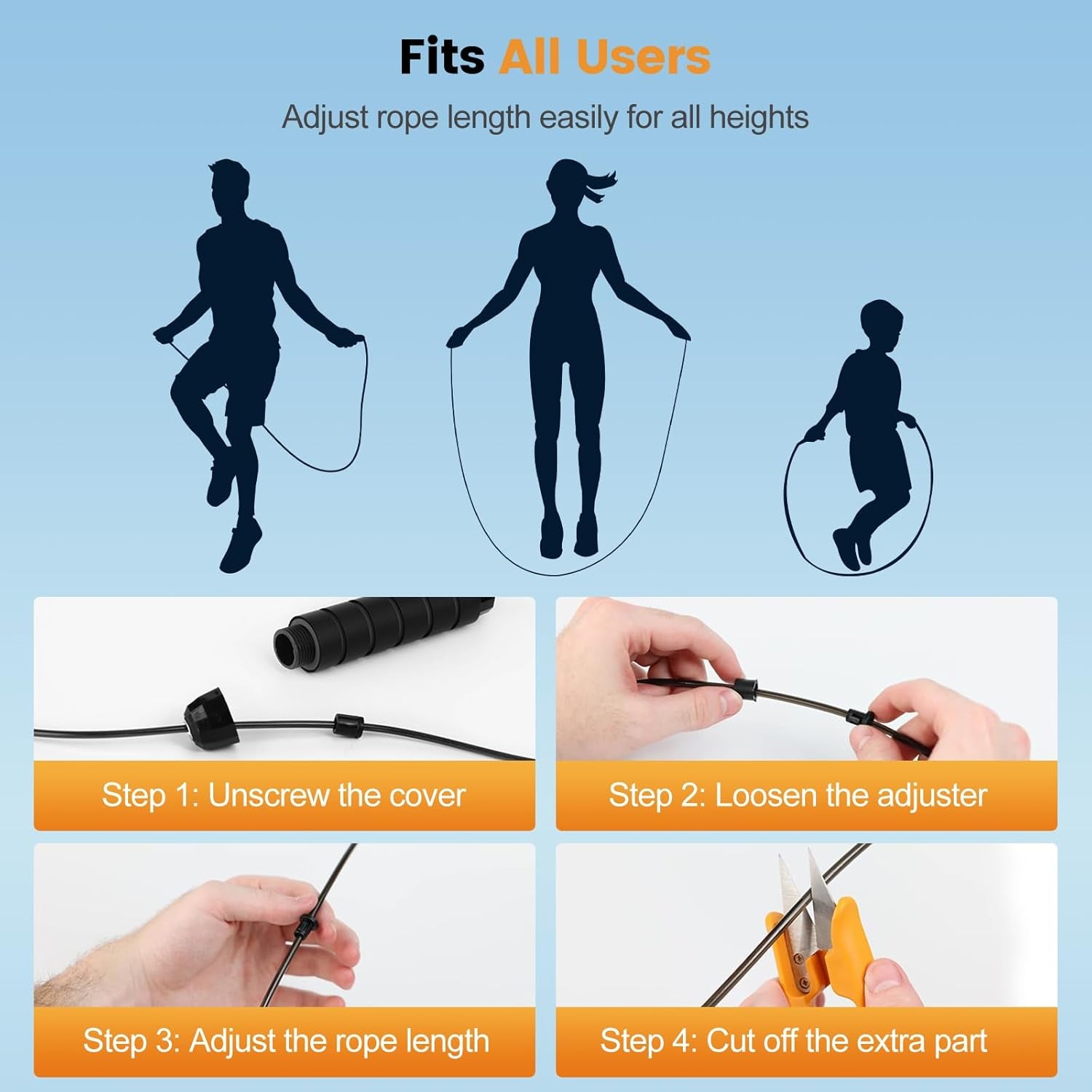 Jump Rope,Tangle-Free Rapid Speed Jump Rope with Ball Bearings for Men,Women and Kids,Adjustable Steel Skipping Rope with Ergonomic Foam Handles,A Ideal Equipment and Accessories for Workout,Fitness,Exercise,Home Gym,Slim Body