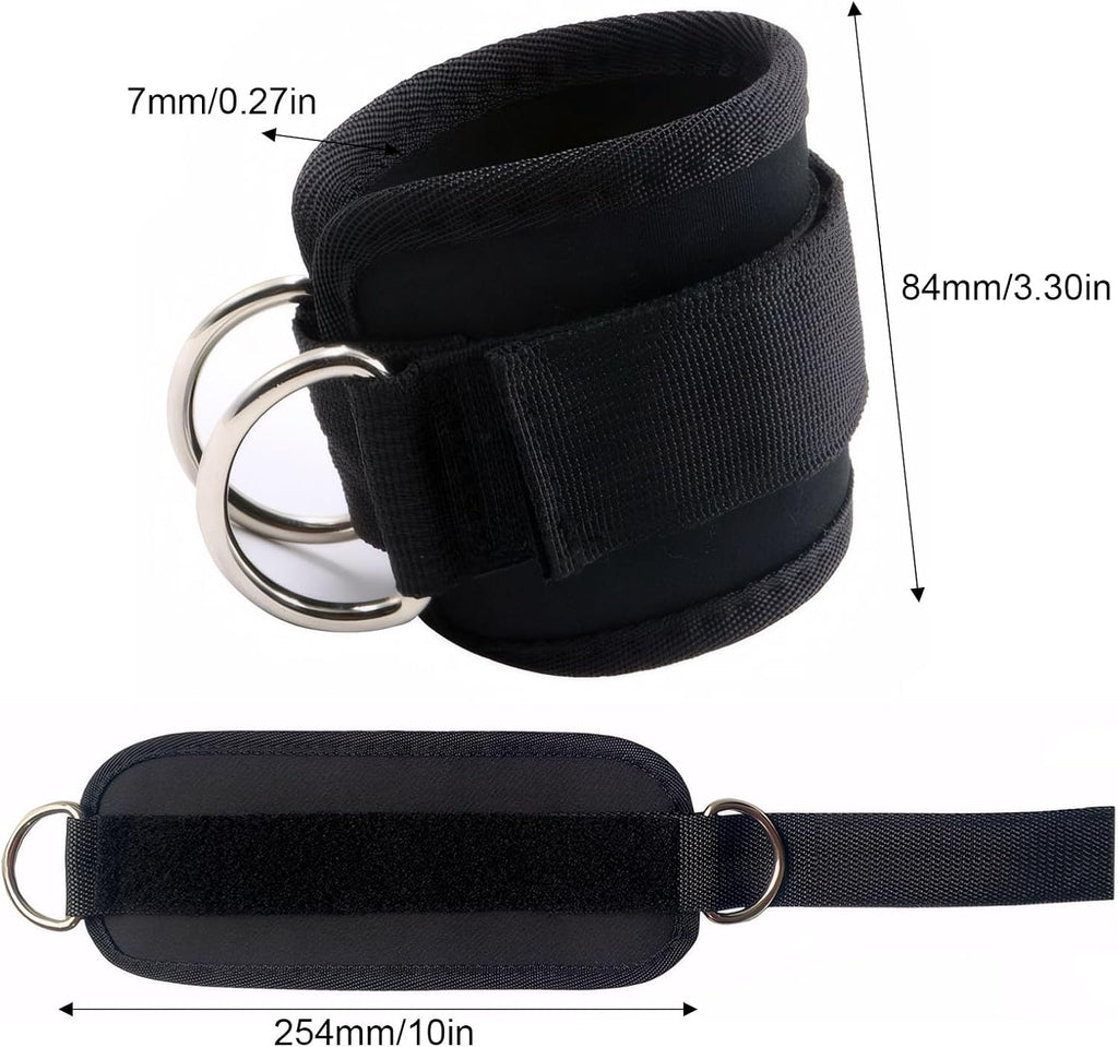 2 PCS Weightlifting Straps with D Ring,Adjustable Wrist Cuffs Gym,Padded Wrist Cuffs,For Cable Machines Strength Training Equipment,Black