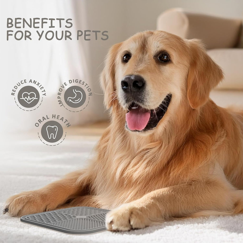 2 Pack Lick Mat for Dogs,Cats,Upgraded 8.5×8.5 Inches Licking Mats with Suction Cups,Slow Feeder Licking Pad for Anxiety Relief and Boredom Reducer,Suitable for Dog Training Set 2