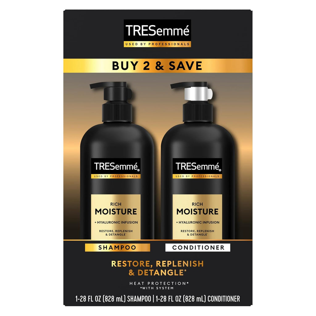 Tresemmé Rich Moisture Shampoo and Conditioner 2 Count Rich Moisture for Dry Hair Formulated with Vitamin E and Biotin 28 Oz